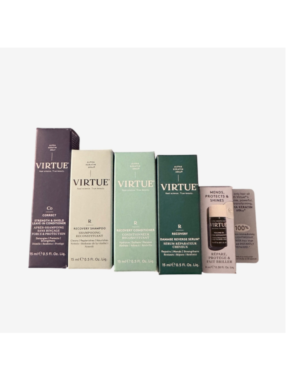 Virtue Hair Treatment Set Sample Set, New Shampoo Conditioner, Serum